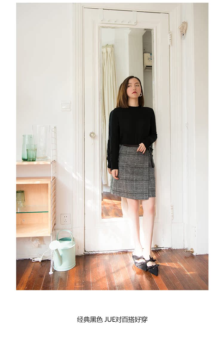 Tình yêu đôi lứa Rơi vào lúc nửa đêm Cổ tròn màu rắn 28 phần mỏng Áo len cashmere hoang dã 1178 áo len dáng dài