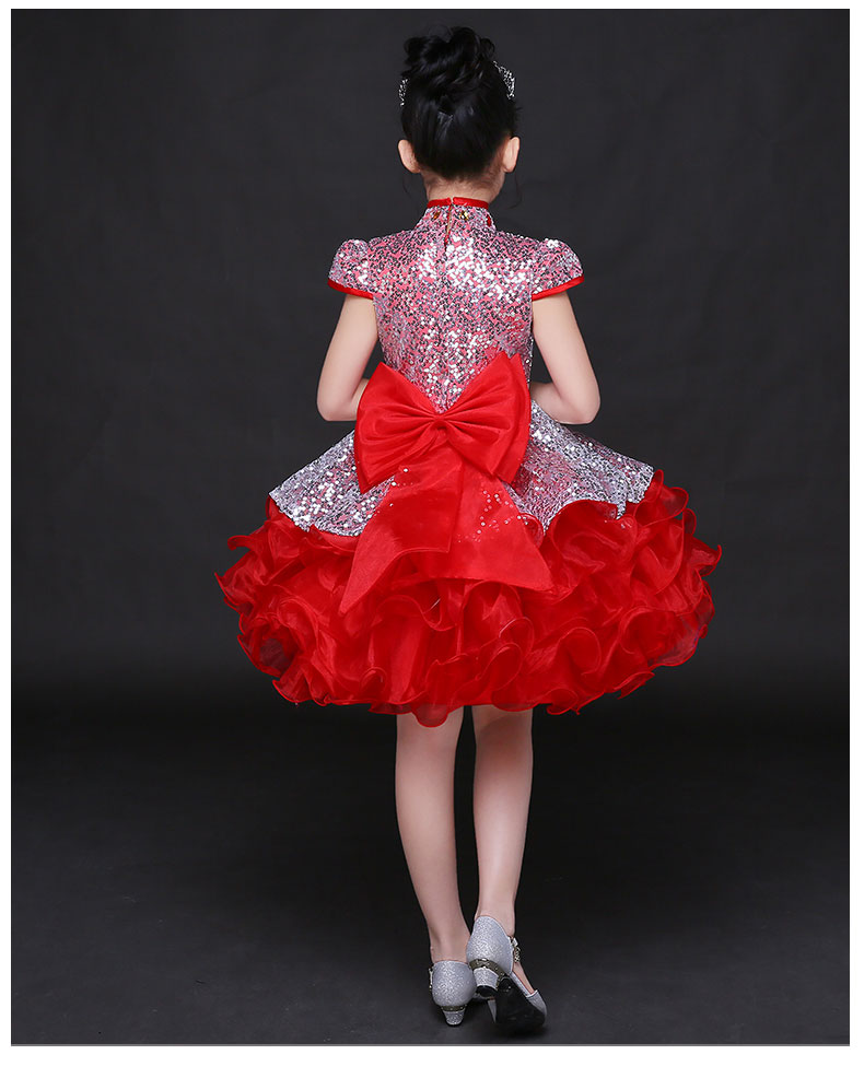 Người điều hành trang phục dạ hội trẻ em người mẫu trình diễn catwalk trang phục cô gái trang phục cô gái công chúa pettiskirt đuôi dài váy cho bé