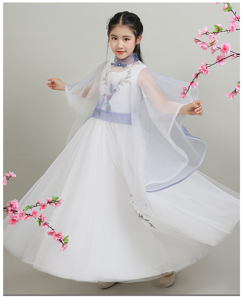 Phong cách Trung Quốc cổ đại cải tiến sườn xám retro cô gái công chúa váy chủ nhà váy cô gái nhỏ guzheng trang phục - Váy trẻ em thời trang thiếu nhi