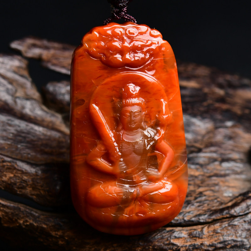 Flame veins South Red Manau Imaginary Sky Hidden Bodhisattva Pendant Zodiac Bull Tiger Ben Buddha Patron Saint Bodhisattva Pendant Men And Women