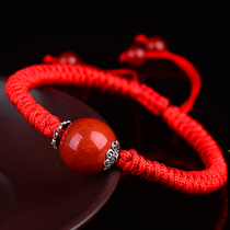 Gift Red Bamboo Stone Bucket Bead Handstring Men and Womens Year Red Rope Transfer Bead Bracelet Hand Rope Festival Gift
