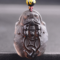 Five lines of water scarcity Water tonic Northern Xuanwu Ice seed Black Shine Stone Xuanwu Pendant Necklace of Men and Women Ornaments Black Crystal