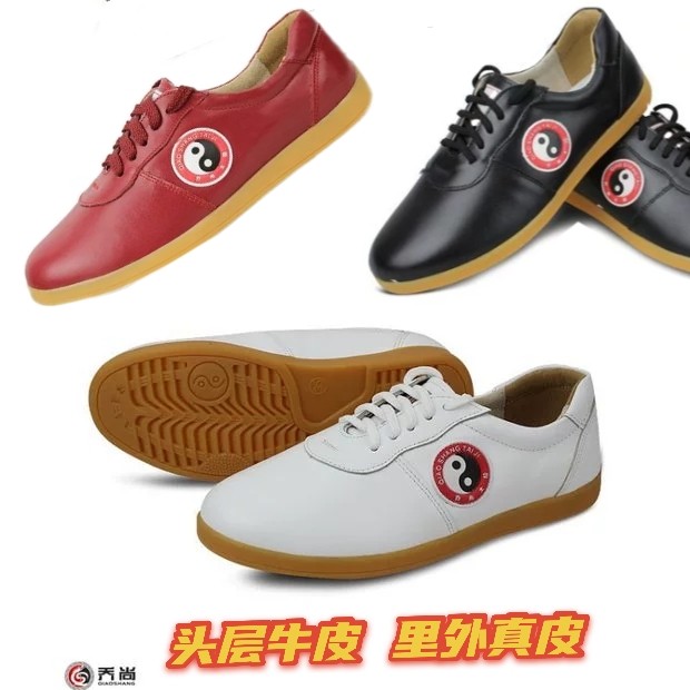 Qiaoshang inner and outer leather Tai Chi shoes toe layer soft cowhide wear-resistant tendon bottom martial arts training shoes for men and women summer