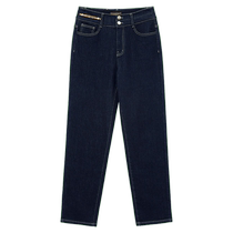 YINER exclusively selects 2024 spring new double-waisted high-waisted straight-leg reactive dyed jeans