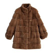 YINER womens winter velvet warm mink fur genuine fur stand collar jacket