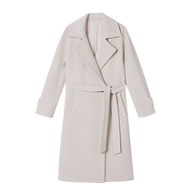 Goodland Womens Winter Sheep Wool Mid-Length Lapel Woolen Coat