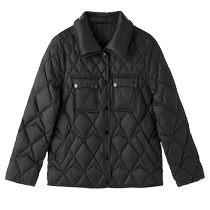 Yiner specializes in womens winter short POLO collar single-breasted rhombus pattern warm white goose down down jacket