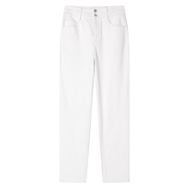 Goodland 2024 spring new double waist straight trousers white jeans