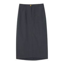 YINER Yiner 2024 new autumn style imitation linen design with slits and versatile straight skirt