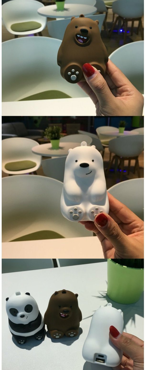 Dễ thương gấu trần phí kho tàng điện thoại di động ba con gấu panda phim hoạt hình mang điện thoại của Apple chung Android - Ngân hàng điện thoại di động sạc dự phòng phát wifi