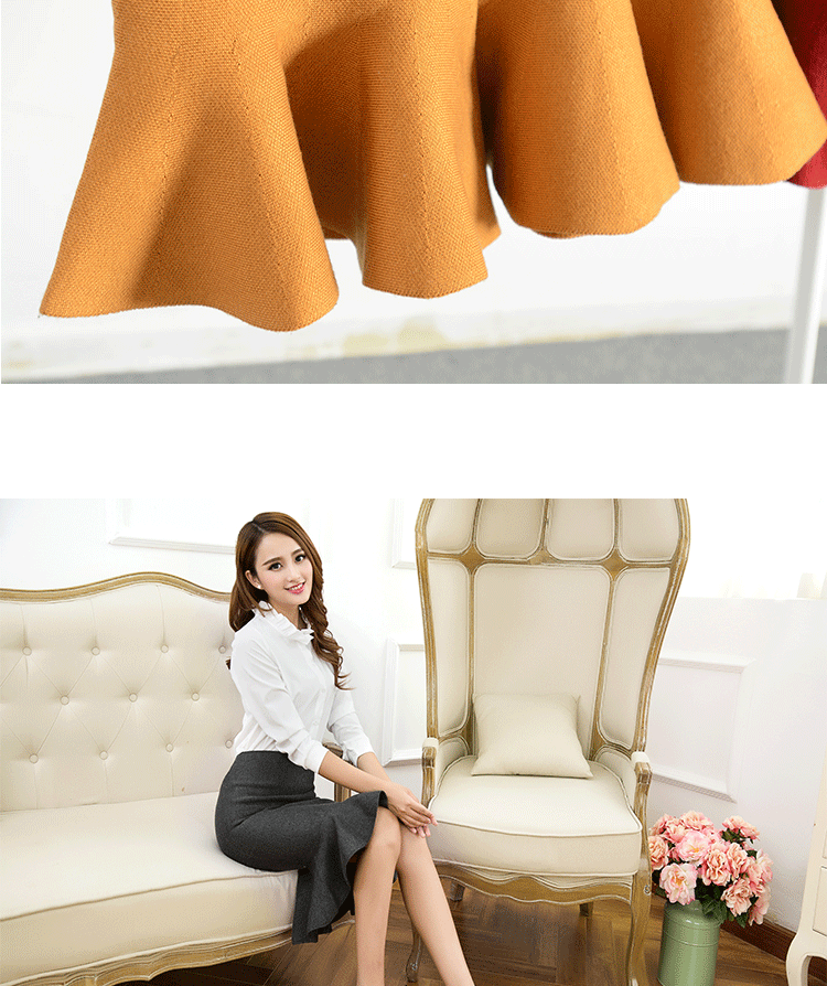 Rõ ràng mùa thu đông mới đan váy đuôi cá váy váy hoa sen bước một bước hông váy cao eo thon chân váy dài đẹp