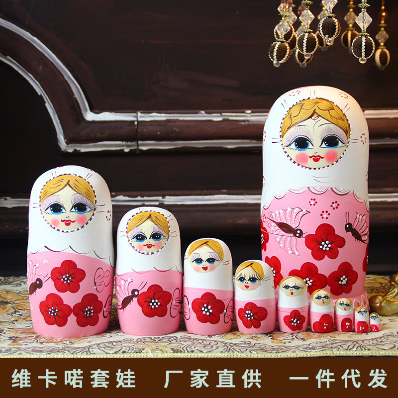 Russian jacket 10 floors butterfly vertical cartoon lovely princess linden wood painted creative birthday present