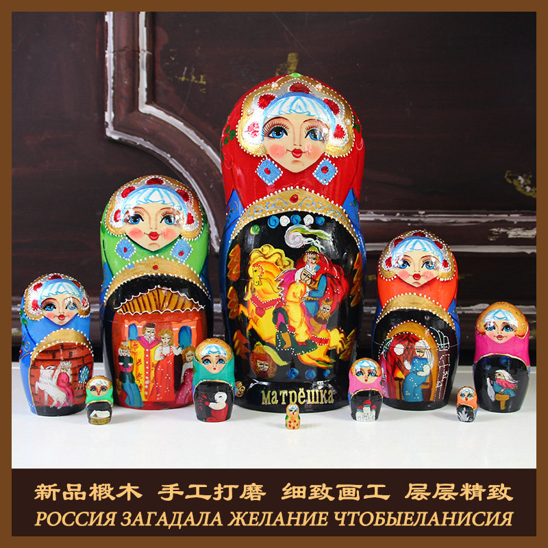 Russian nesting doll extra large 10-layer basswood hand-painted boutique high-end story doll travel wedding gift