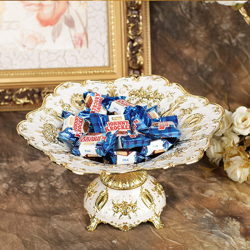 Russian Customs Great Fruit Pan Creative Modern Living Room Tea Table Eu Style Upscale Silver Tin Dry Fruit Pan Gift