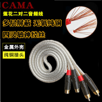 Lotus Public Pair of Two-to-Two-RCA2 pair of 2 power amplifier speakers extend the connection line projector audio signal line