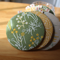 Embroidery Nordic style cotton and linen 9cm handmade quilted coaster tea mat cute little things