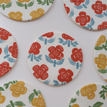 A Little Flower Handmade Fabric Round Padded Placemat Coaster Oval One-person Tea Mat Cute Daily