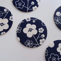 Wintersweet round 10cm handmade fabric cotton and linen quilted coaster tea mat everyday cute little things