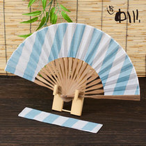 (Cool Breeze Summer) Japanese-made Nakagawa Seventh Shop Tour Nakagawa Mens Folding Fan Water Stripes
