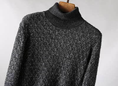 Quý ông lịch lãm cổ điển hình thoi dệt áo len nam dày có thể chuyển đổi áo len cao cổ nam mùa thu và mùa đông áo len - Hàng dệt kim