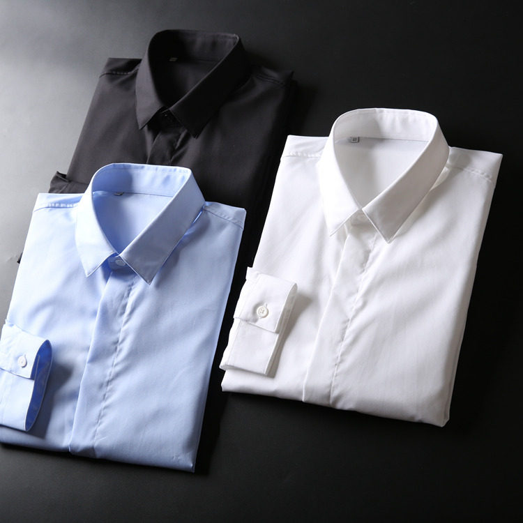 专业商务男装衬衫 高支长绒棉 男士商务休闲白色长袖衬衫 男 衬衣