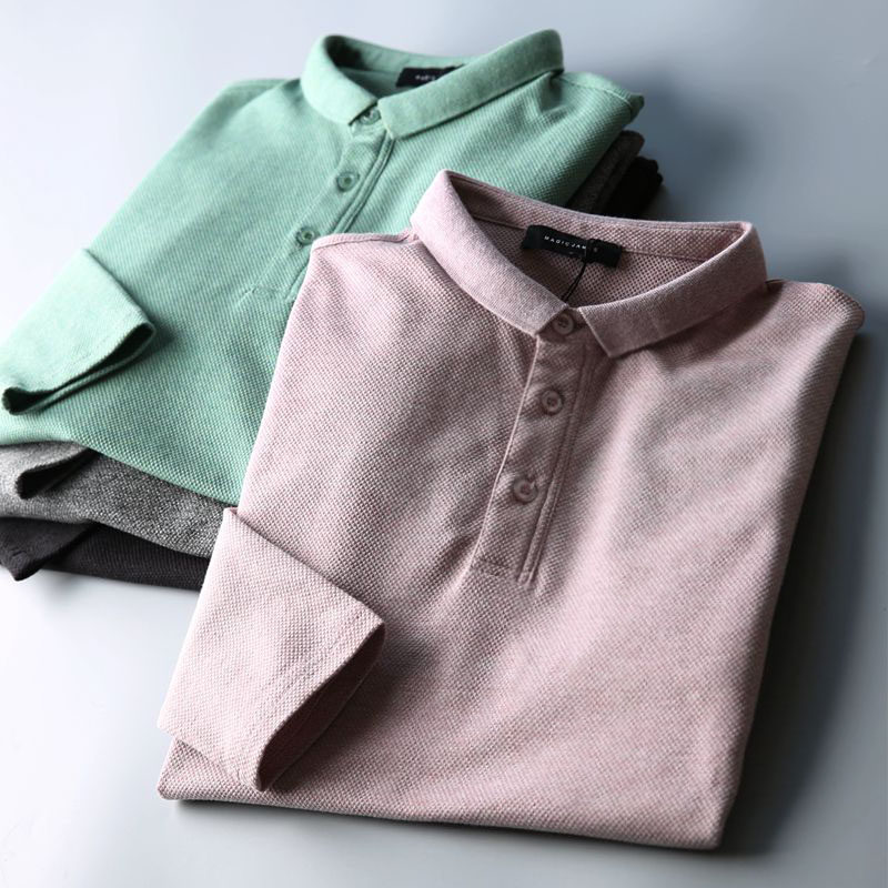 超值出售 高端横机新型菠萝纹 男士商务休闲小翻领长袖T恤POLO衫