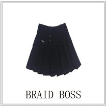 (Braid Boss Home) Sanli Button Pleated Skirt 1206