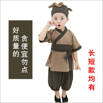 Spring and Autumn Cotton Hemp Hoe Wo Clothing Childrens Ancient Costumes Boys Book Boys Hanfu Little Monk Clothing Baby Medicine Boy Costumes