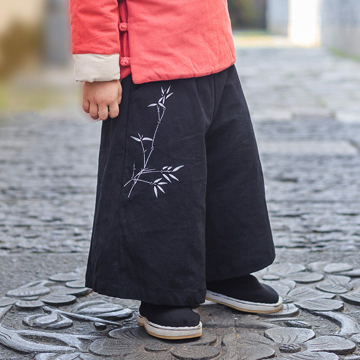 Baby Broadlegged Pants Spring Autumn China Wind Printing Warm 9 Pants Winter Plus Suede Thickened Fake 2 pieces of children's inner lap pants