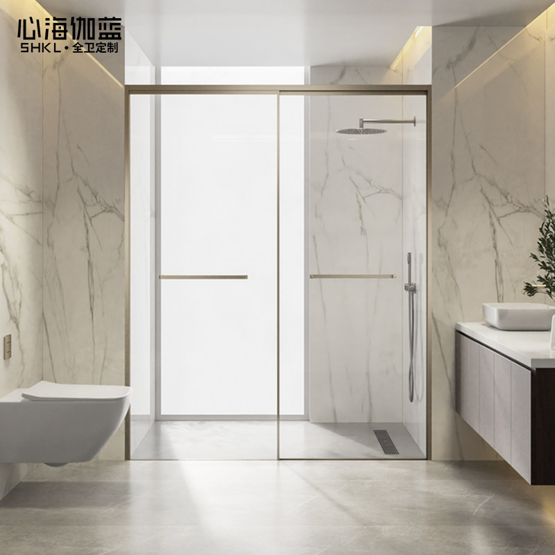 Xinhai Jialan Golden Ultra-Narrow Shower Room with Glass Partition, Fully Framed Double Sliding Door, Straight-Line Shower Enclosure Xinhai Jialan Golden Ultra-Narrow Shower Room with Glass Partition, Fully Framed Double Sliding Door, Straight-Line Shower Enclosure