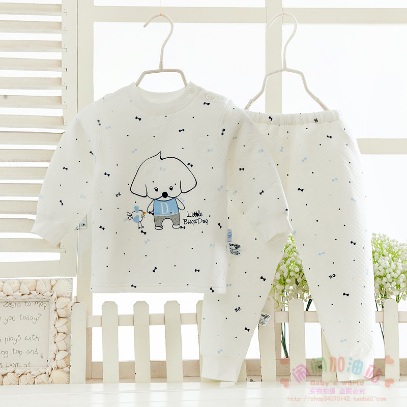 Puppy Bigger Thu đông nam và nữ Cotton Ba bộ đồ lót ấm áp Đồ lót cho bé dày áo kiểu cho be gái