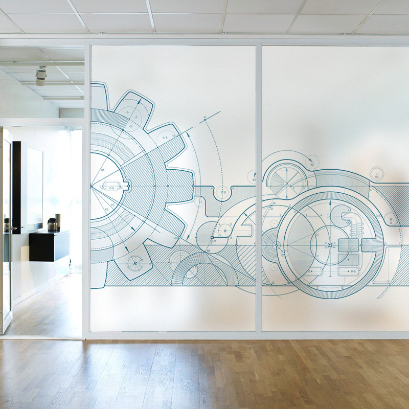 Design Space Innovation Office partition glass sticker grinding electrostatic sticker training institution decorative glass paste