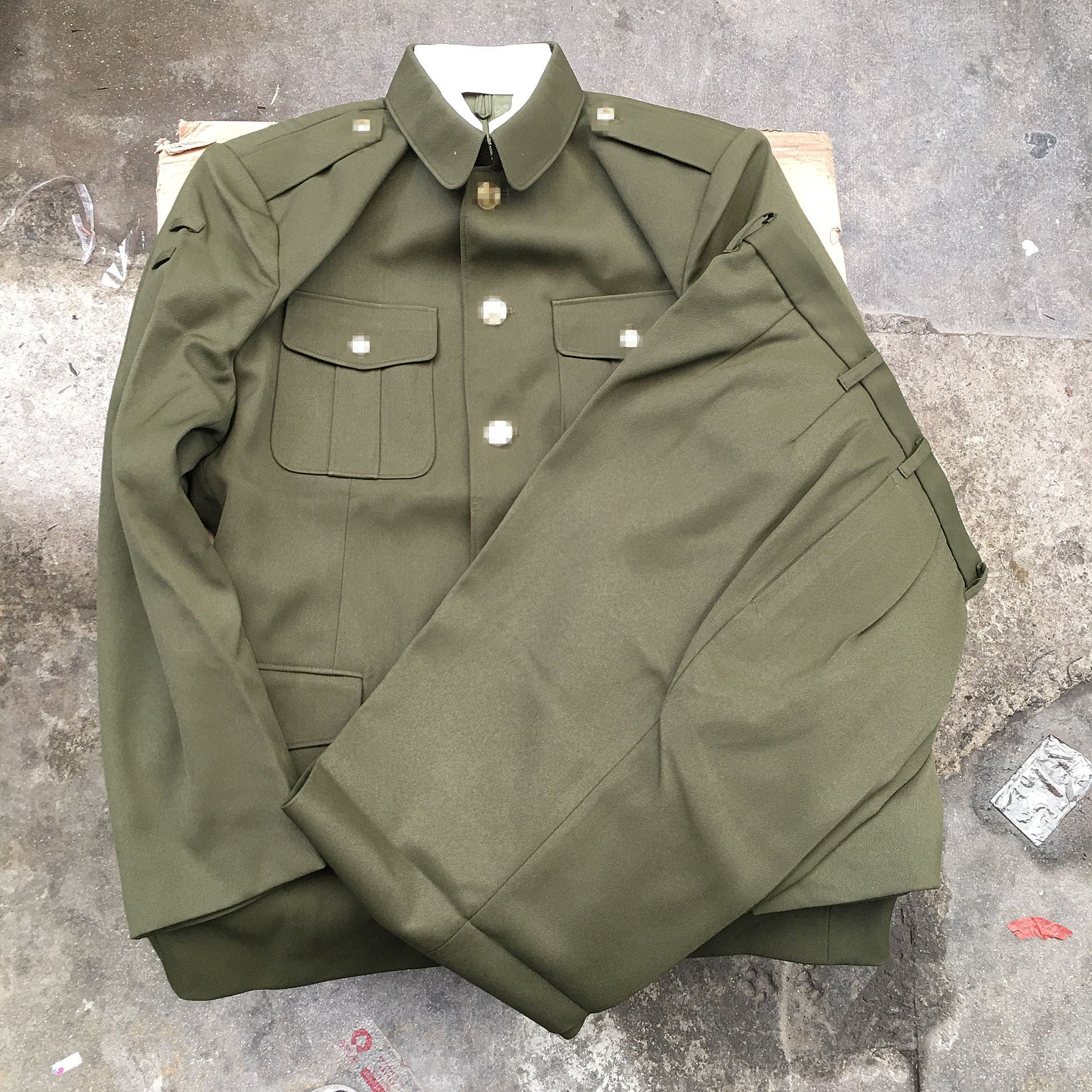 Stock vintage army green winter winter uniforms imitation wool serge tunic military fan collection vintage suits