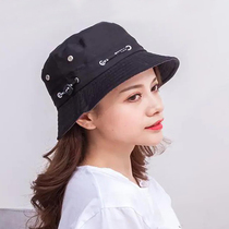 Black Fisherman Hat Woman Summer Han Edition Spring Autumn Outdoor Leisure 100 Hitch Foldable Basin Hat Man Pure Color Sun Hat