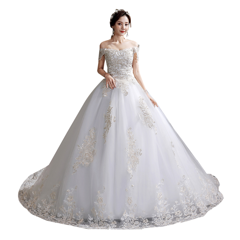 Light wedding dress 2023 new trap tail temperament bride wedding dress, super immortal dream luxury one shoulder simple princess Light wedding dress 2023 new trap tail temperament bride wedding dress, super immortal dream luxury one shoulder simple princess