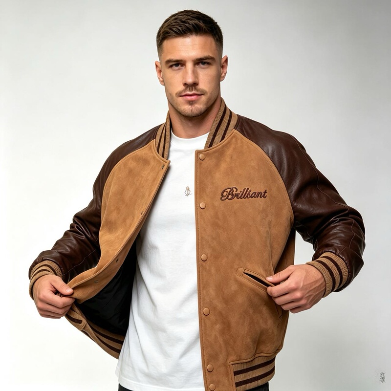 New Autumn and Winter Genuine Leather Jacket Imported from Goat Leather, Nubuck Leather Jacket, Patchwork Coat, Baseball Collar Leather Jacket for Men New Autumn and Winter Genuine Leather Jacket Imported from Goat Leather, Nubuck Leather Jacket, Patchwork Coat, Baseball Collar Leather Jacket for Men