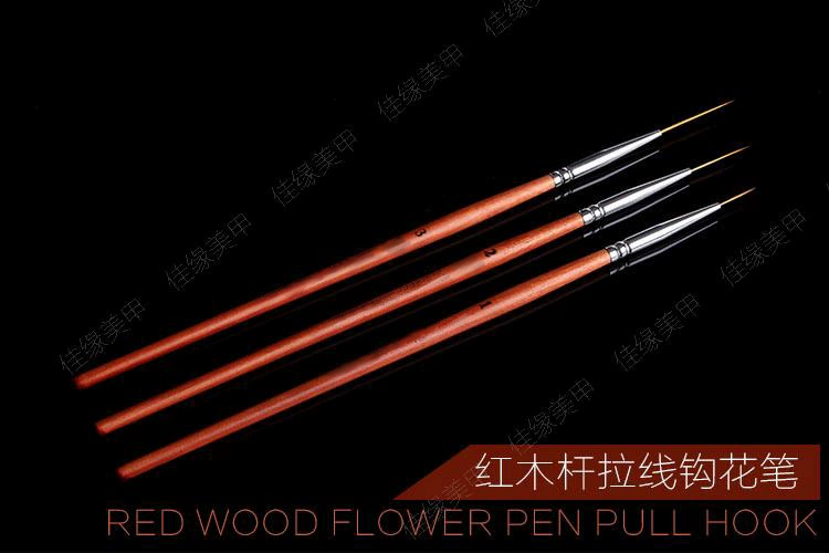 Nail Tool Pen Painted Kéo Pen Hook Line Stroke Line Chạm khắc Bút Vẽ Bàn chải nhỏ Redwood Rod Set - Công cụ Nail