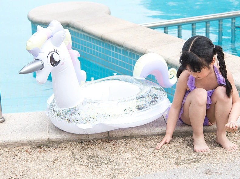 Nhẫn bơi đỏ cho trẻ em Ghế bơm hơi mới Princess Ma Unicorn nổi hàng gắn kết vòng bơi sequin tùy chỉnh - Cao su nổi