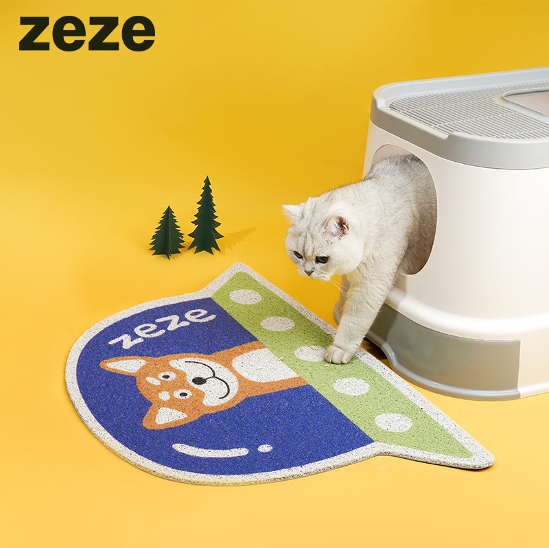Zeze cat litter pad anti-slip out of the non-slip extra large sand pad cat litter box splash-proof cat toilet pad pet rubbing foot pad