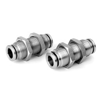 PM Full Threaded Bulkhead Straight Stainless Steel 304 Penetrating Joint Airline PM4-4 6-6 8-8 10-10 10-10