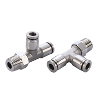 304 stainless steel tee quick plug PD8-02 edge measuring external threaded rotary joint PD6-01 pneumatic tee 10-03