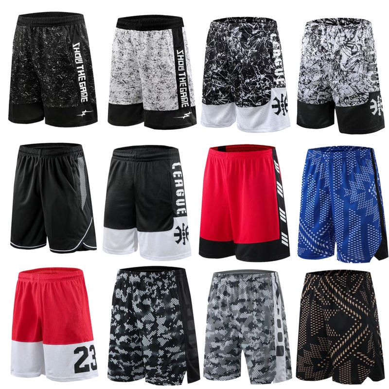 Basketball Shorts for Summer Running, Training, Fitness, Loose Hip-Hop Style, Above the Knee, Beach, Plus Size, Five-Point Length, Men's Streetball Fashion