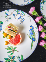 National porcelain Margolonte 32-head parrot bone china tableware set 6 set dishes dish spoon gift box