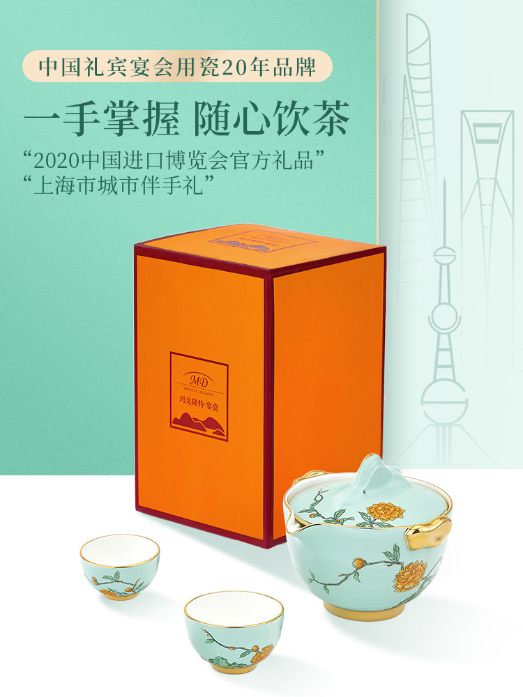 Margolonte one pot and two cups portable travel tea set set ceramic household portable teapot Kung Fu tea set