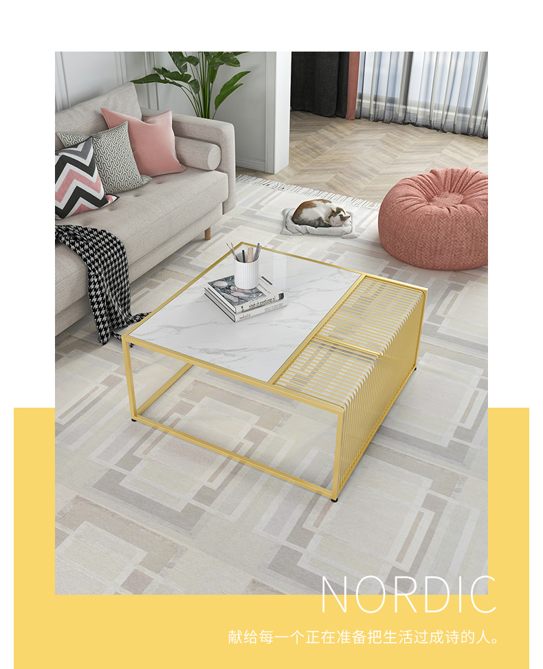 Nordic căn hộ đơn phòng khách nhỏ gọn bàn cà phê nhà căn hộ nhỏ bằng đá cẩm thạch bàn trà một vài thực tế ý tưởng nội thất - Bàn trà bàn uống nước thông minh