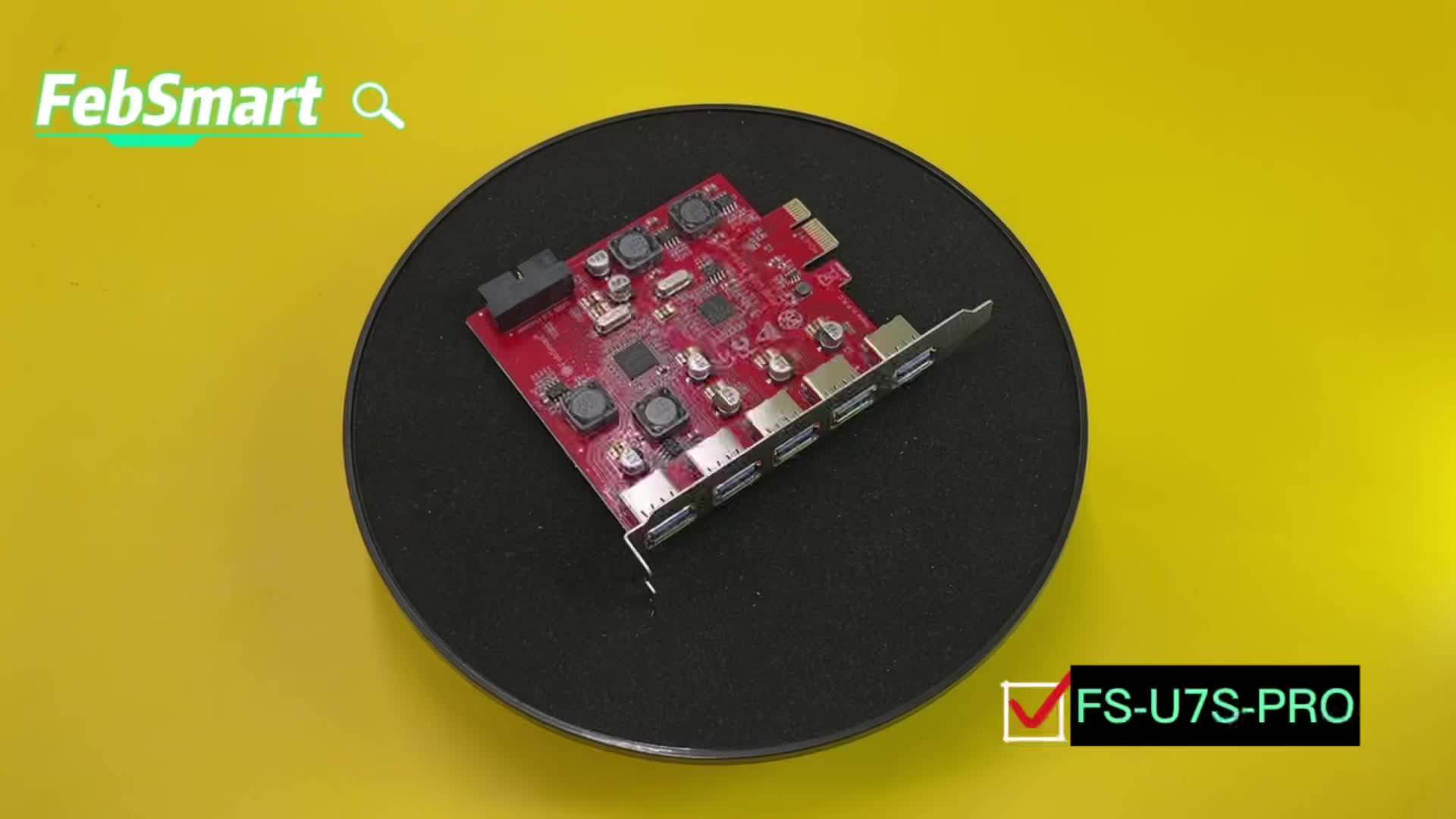 Free Shipping Febsmart 7ports Superspeed 5gbps Usb 3.0 Pcie Expansion