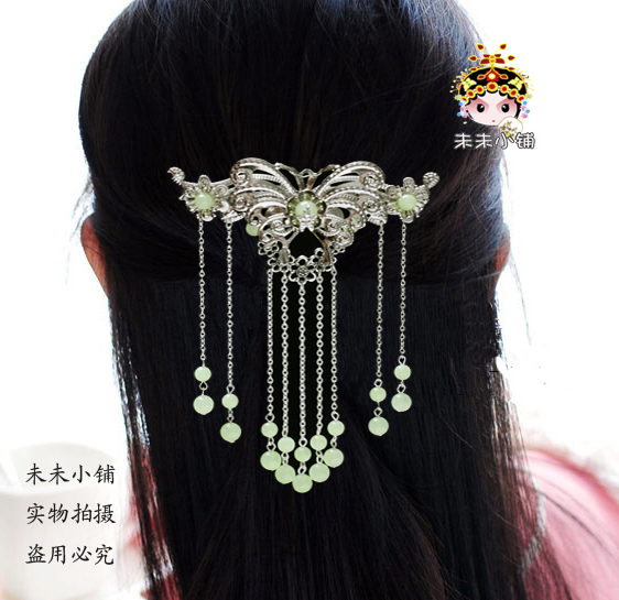 Qin green retro hair comb cos top clip hairpin hairpin ancient costume Hanfu cheongsam accessories multi-color