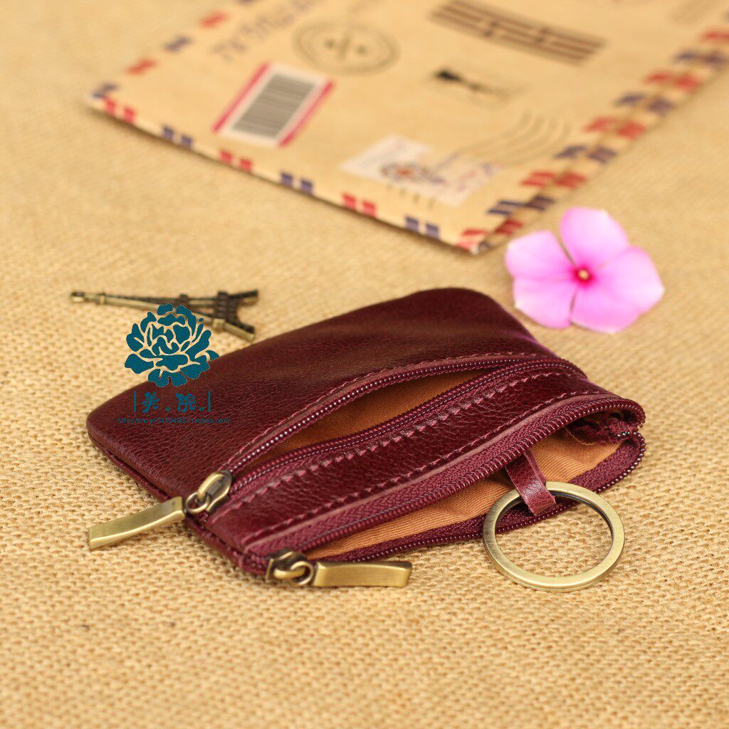 Retro Bull Leather Mini Wallet Men Women's Tiny Zero Wallet Genuine Leather Dress With Key Coin Bank Card