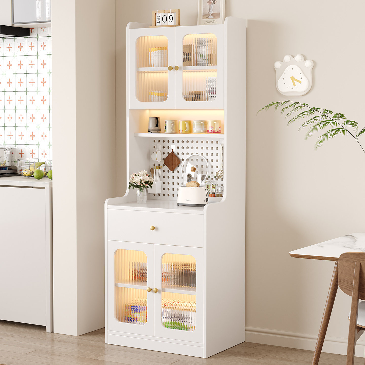 Sideboard living room wall integrated side cabinet new storage cabinet kitchen narrow side hole board cabinet storage cabinet high cabinet