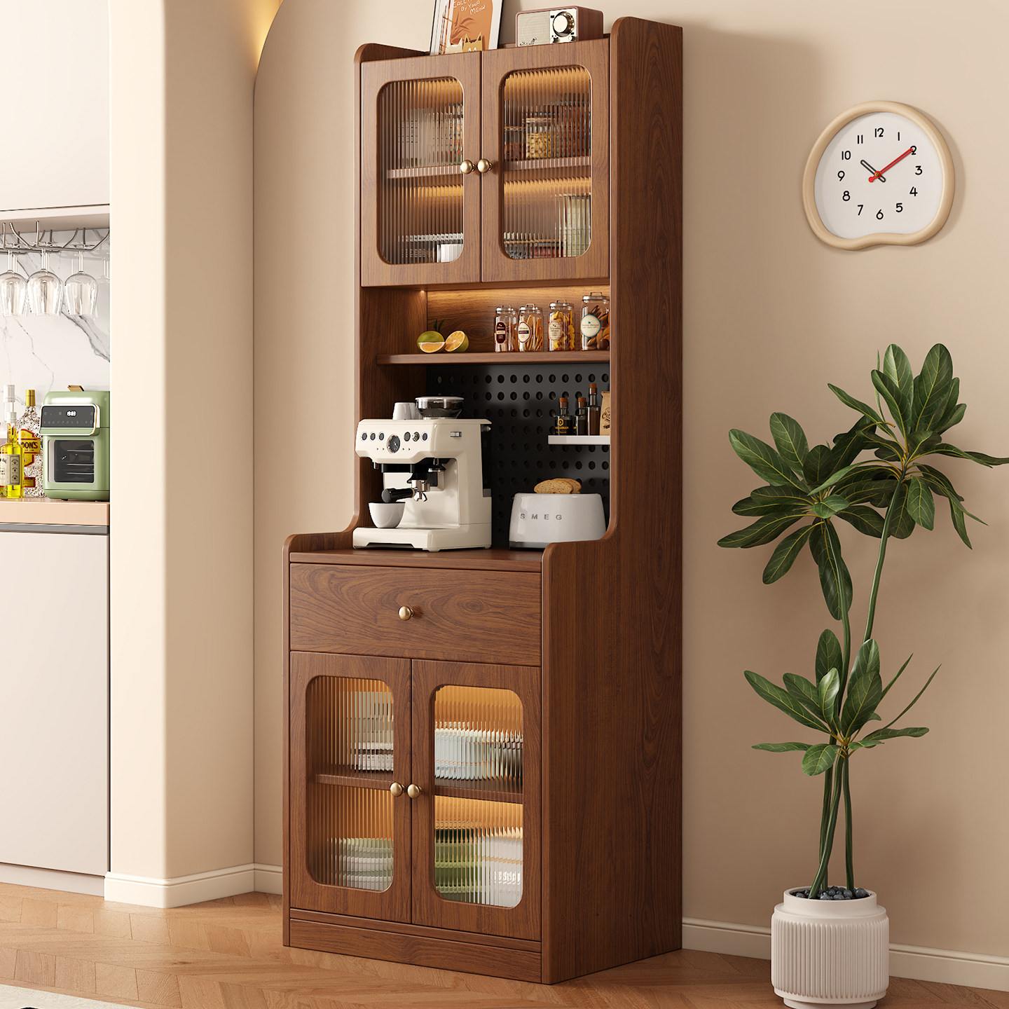 Sideboard living room wall integrated storage cabinet 2026 new perforated board cabinet storage cabinet tea cabinet small side cabinet